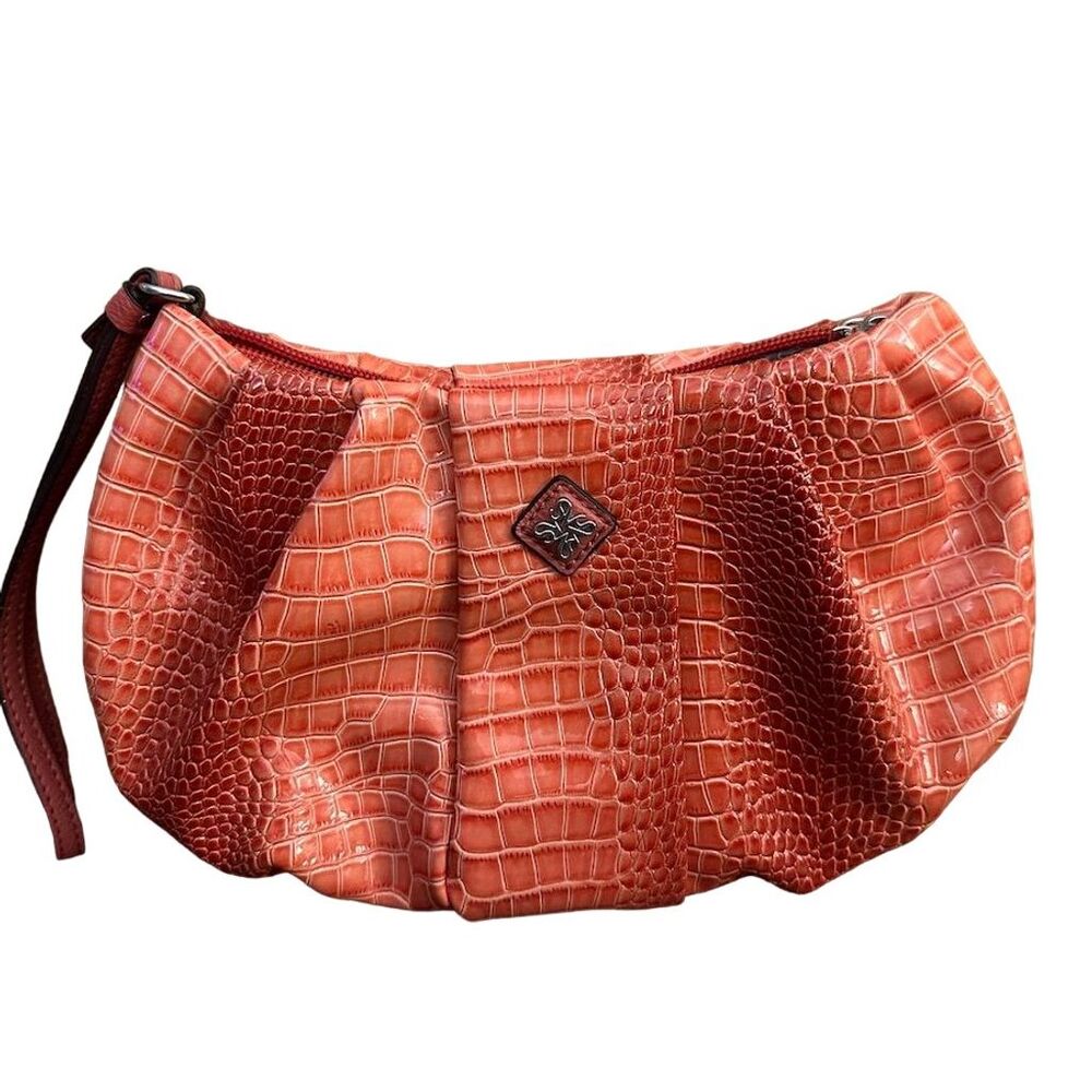 Simply Vera Wang Orange Faux Crocodile Wristlet Clutch for Women